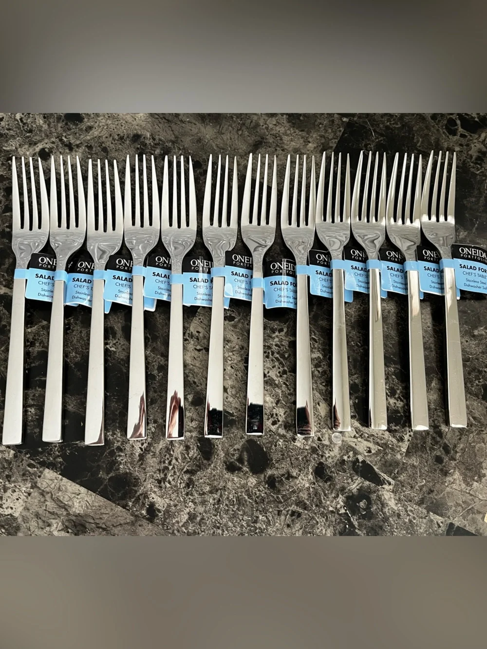Oneida Chef Table Salad Fork Stainless Steel Engraved Signature Premium 12 Piece